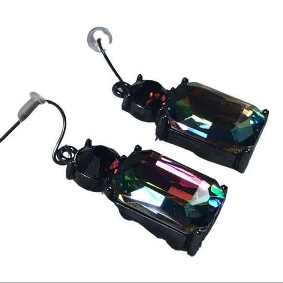 Stone multicolored shiny earrings, very pretty! NEW - Picture 1 of 7